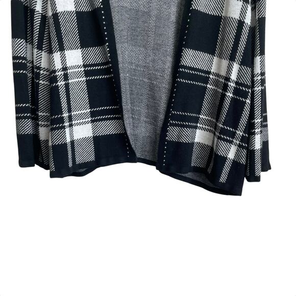 Liz Claiborne Women Cardigan Sweater 1X Black Plaid Open Front Classic Office‎ - Picture 5 of 10